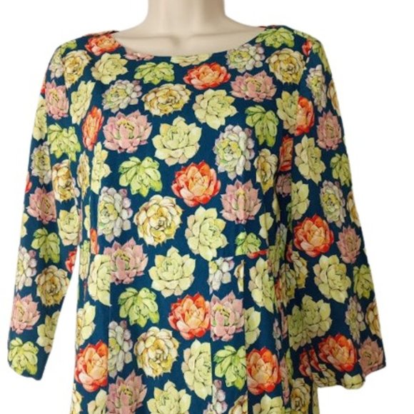 The Savile Row Company Womens Dress Multicolor Floral Pleated - Picture 2 of 3